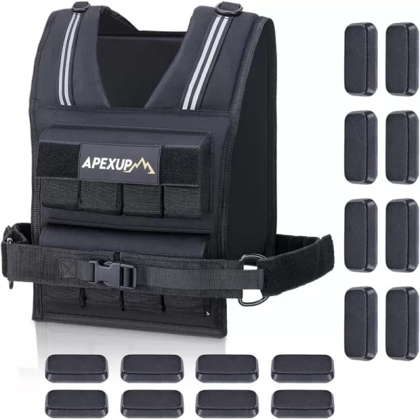 APEXUP Adjustable Weighted Vest Men 20lbs30lbs40lbs Weights with Reflective Stripe Weight Vest Woman Workout Vest for Strength Training Running Walking40lbs