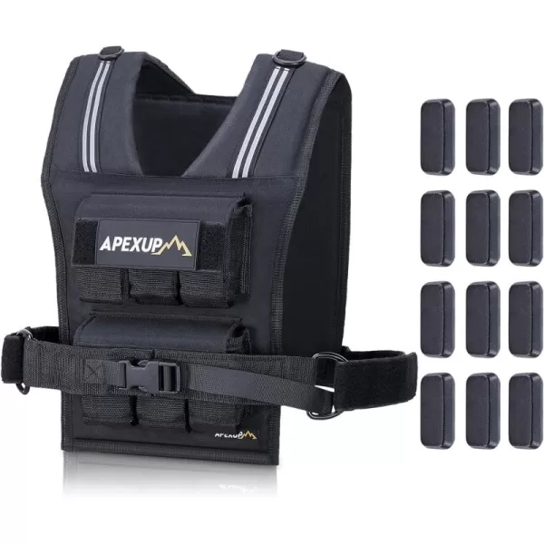 APEXUP Adjustable Weighted Vest Men 20lbs30lbs40lbs Weights with Reflective Stripe Weight Vest Woman Workout Vest for Strength Training Running Walking30lbs