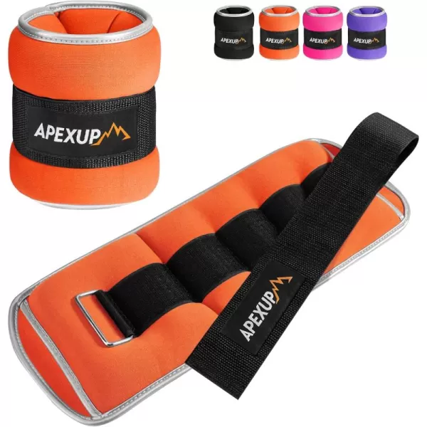 APEXUP Ankle Weights Sets for Men Women Kids Soft Breathable Leg Arm Wrist Weight for Training Yoga Workout WalkingOrange
