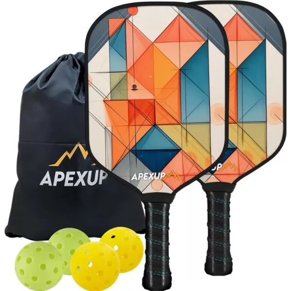 APEXUP Fiberglass Pickleball Paddles Premium Pickleball Paddles Set of 2 Pickle Ball Set with Ergonomic Cushion Grip 2 Pickleball Rackets 4 Pickleball 1 Portable BagLine