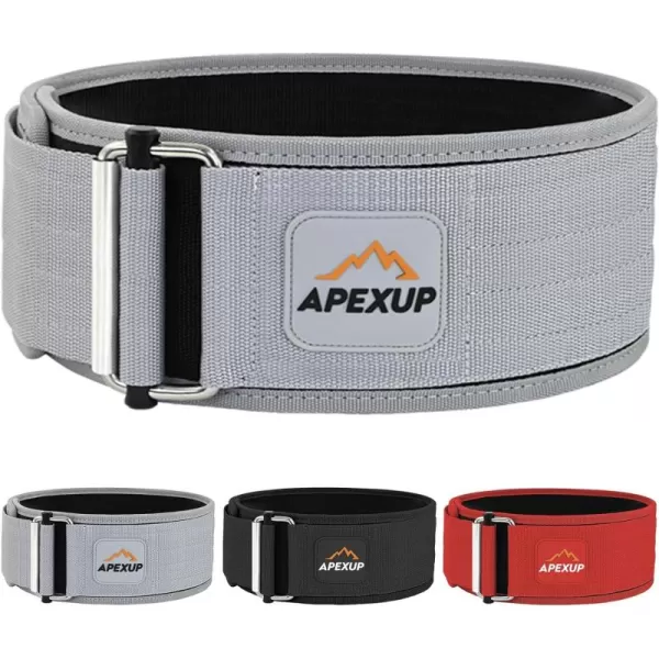 APEXUP Weight Lifting Belt 4 Inch Quick Locking Gym Belt Fitness Weightlifting Belt for for Squats Weightlifting and Strength TrainingGrey