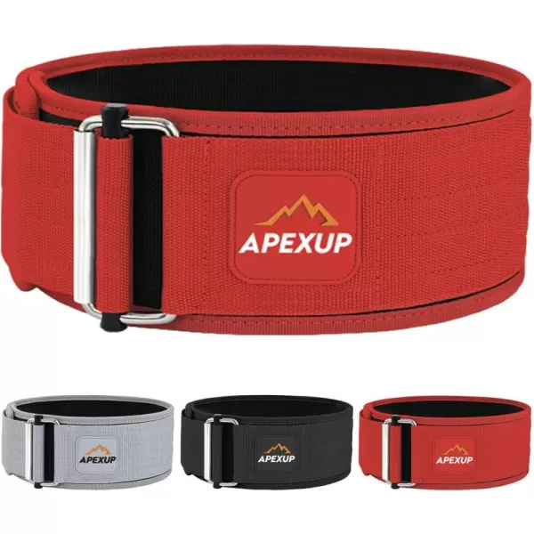 APEXUP Weight Lifting Belt 4 Inch Quick Locking Gym Belt Fitness Weightlifting Belt for for Squats Weightlifting and Strength TrainingRed