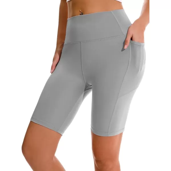APEXUP Workout Shorts 8quot Biker Shorts Women High Waist Spandex Yoga Shorts with Side ampamp Inner PocketsChiseled Stone1pk