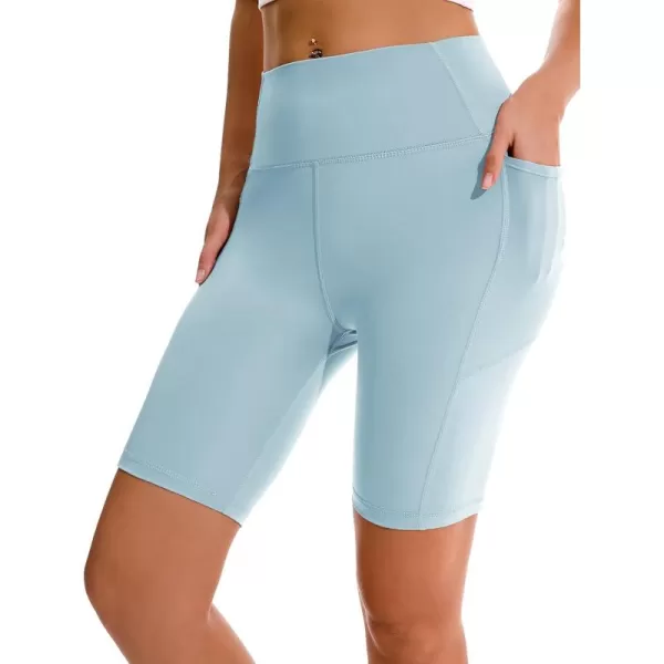 APEXUP Workout Shorts 8quot Biker Shorts Women High Waist Spandex Yoga Shorts with Side ampamp Inner PocketsSpun Sugar1pk