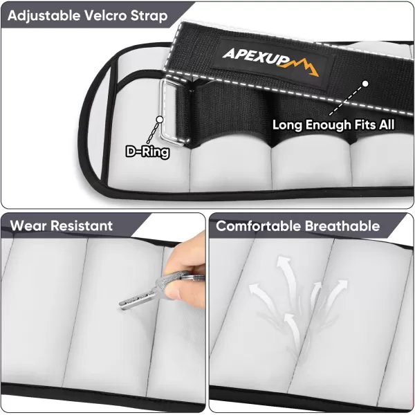 APEXUP 10lbsPair Adjustable Ankle Weights for Women and Men Modularized Leg Weight Straps for Yoga Walking Running Aerobics GymGray
