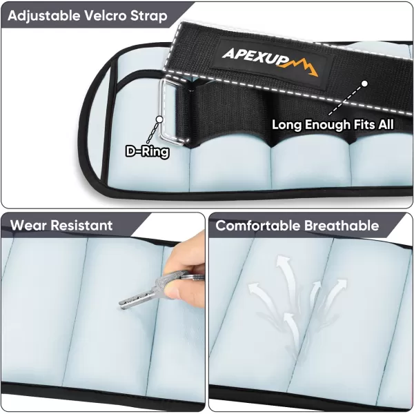APEXUP 10lbsPair Adjustable Ankle Weights for Women and Men Modularized Leg Weight Straps for Yoga Walking Running Aerobics GymPastel Blue