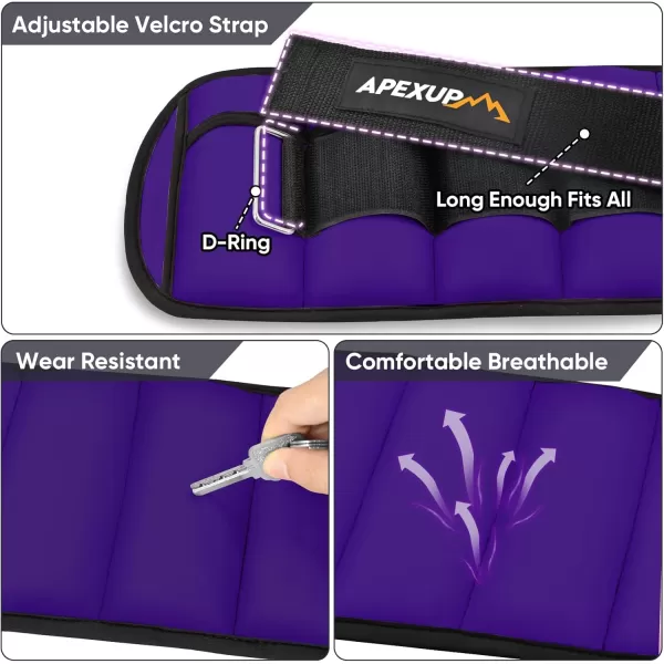 APEXUP 10lbsPair Adjustable Ankle Weights for Women and Men Modularized Leg Weight Straps for Yoga Walking Running Aerobics GymPurple