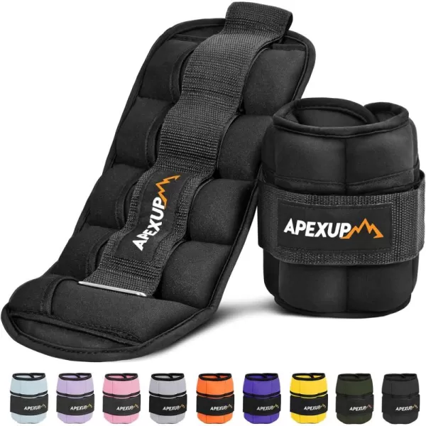 APEXUP 10lbsPair Adjustable Ankle Weights for Women and Men Modularized Leg Weight Straps for Yoga Walking Running Aerobics GymBlack