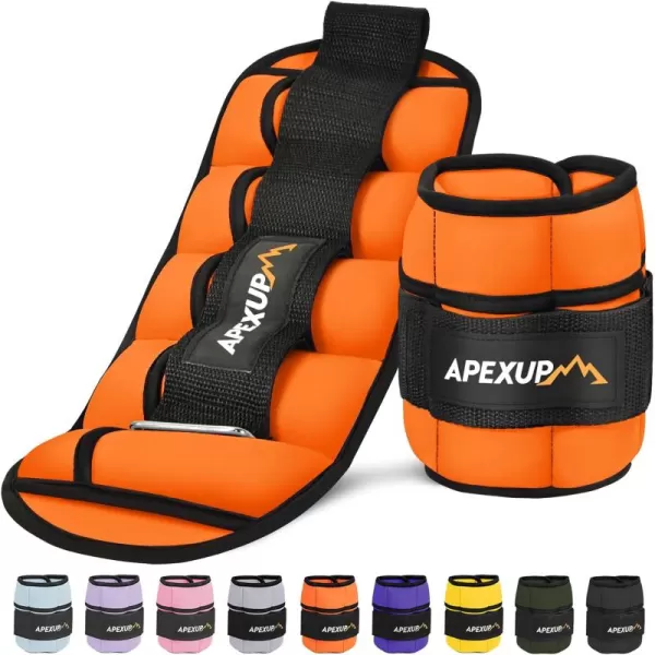 APEXUP 10lbsPair Adjustable Ankle Weights for Women and Men Modularized Leg Weight Straps for Yoga Walking Running Aerobics GymOrange