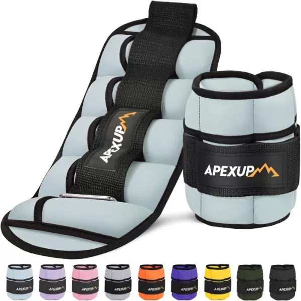 APEXUP 10lbsPair Adjustable Ankle Weights for Women and Men Modularized Leg Weight Straps for Yoga Walking Running Aerobics GymPastel Blue