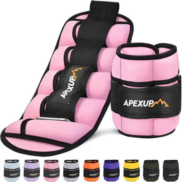APEXUP 10lbsPair Adjustable Ankle Weights for Women and Men Modularized Leg Weight Straps for Yoga Walking Running Aerobics GymPastel Pink