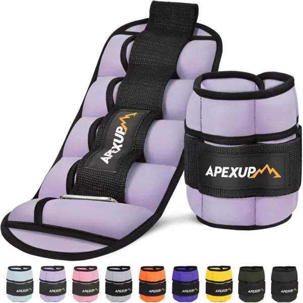 APEXUP 10lbsPair Adjustable Ankle Weights for Women and Men Modularized Leg Weight Straps for Yoga Walking Running Aerobics GymPastel Purple