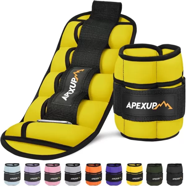APEXUP 10lbsPair Adjustable Ankle Weights for Women and Men Modularized Leg Weight Straps for Yoga Walking Running Aerobics GymYellow