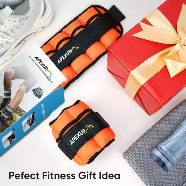 APEXUP 7 lbsPair Adjustable Ankle Weights for Women and Men Modularized Leg Weight Straps for Yoga Walking Running Aerobics GymOrange