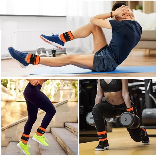 APEXUP 7 lbsPair Adjustable Ankle Weights for Women and Men Modularized Leg Weight Straps for Yoga Walking Running Aerobics GymOrange