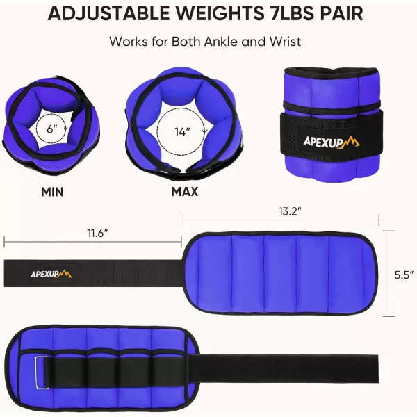 APEXUP 7 lbsPair Adjustable Ankle Weights for Women and Men Modularized Leg Weight Straps for Yoga Walking Running Aerobics GymPurple