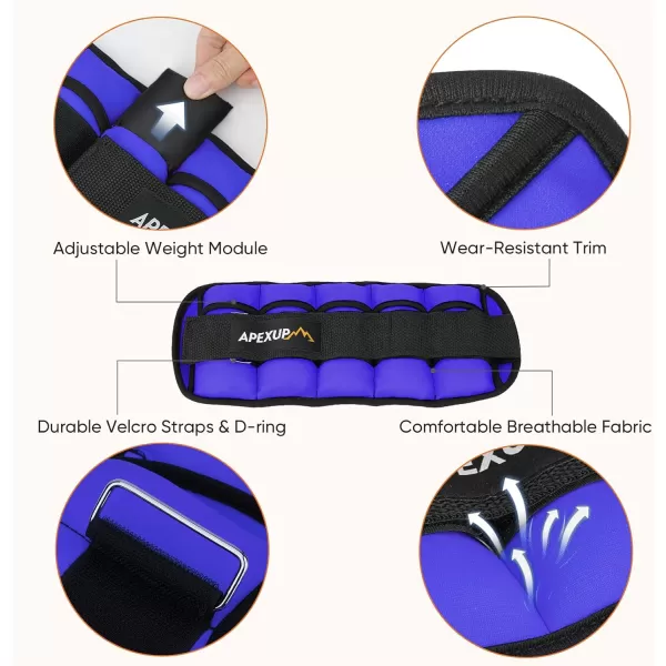 APEXUP 7 lbsPair Adjustable Ankle Weights for Women and Men Modularized Leg Weight Straps for Yoga Walking Running Aerobics GymPurple