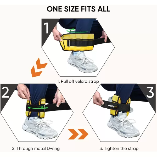APEXUP 7 lbsPair Adjustable Ankle Weights for Women and Men Modularized Leg Weight Straps for Yoga Walking Running Aerobics GymYellow