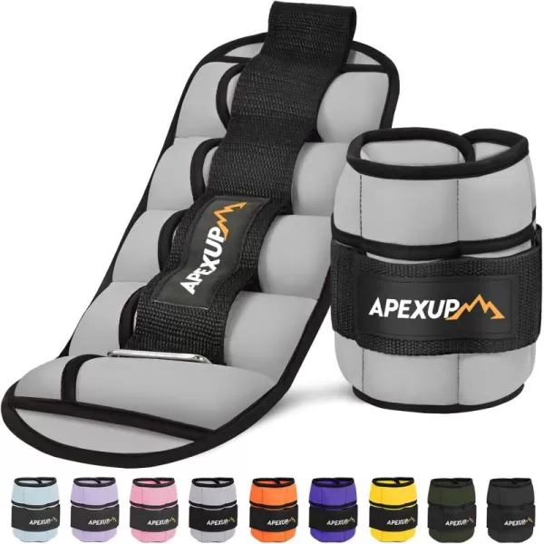 APEXUP 7 lbsPair Adjustable Ankle Weights for Women and Men Modularized Leg Weight Straps for Yoga Walking Running Aerobics GymGray