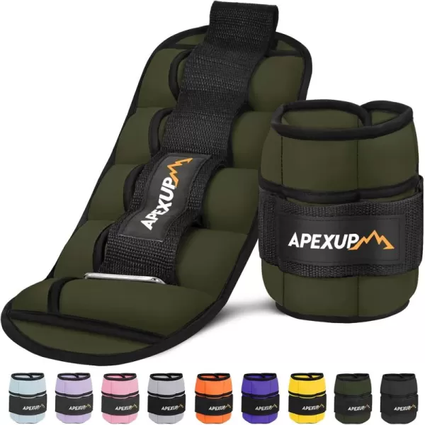 APEXUP 7 lbsPair Adjustable Ankle Weights for Women and Men Modularized Leg Weight Straps for Yoga Walking Running Aerobics GymGreen