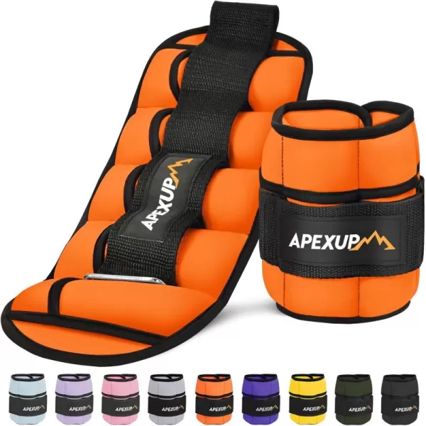 APEXUP 7 lbsPair Adjustable Ankle Weights for Women and Men Modularized Leg Weight Straps for Yoga Walking Running Aerobics GymOrange