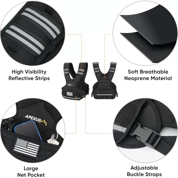 APEXUP Adjustable Weighted Vest 410lb1218lb2032lb Vest with 6 Ironsand Weights and Large Pocket Weight Vest for Men and Women Strength Training Running Fitness Walking410lbs