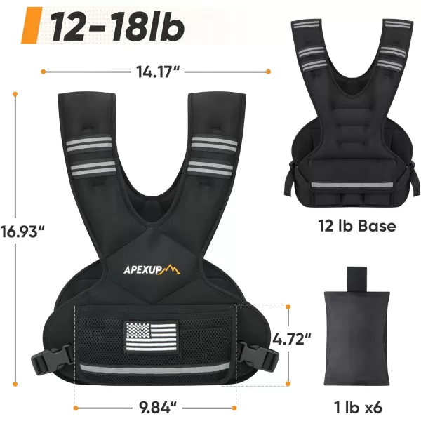 APEXUP Adjustable Weighted Vest 410lb1218lb2032lb Vest with 6 Ironsand Weights and Large Pocket Weight Vest for Men and Women Strength Training Running Fitness Walking1218lbs