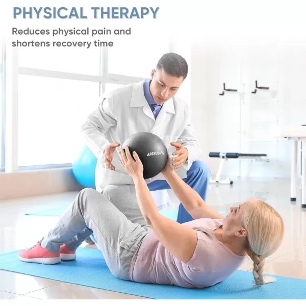 APEXUP Pilates Ball 9 Inch Small Exercise Ball Mini Core Ball Yoga Ball for Pilates Stability Workout Core Training Fitness Barre Physical Therapy BalanceBlack
