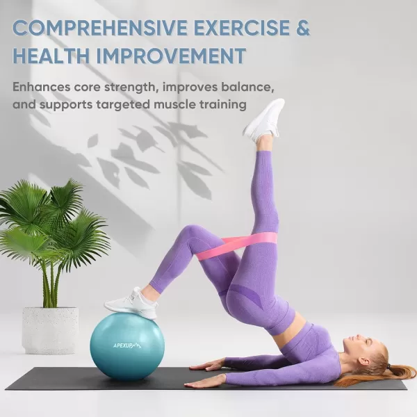 APEXUP Pilates Ball 9 Inch Small Exercise Ball Mini Core Ball Yoga Ball for Pilates Stability Workout Core Training Fitness Barre Physical Therapy BalanceLight Blue
