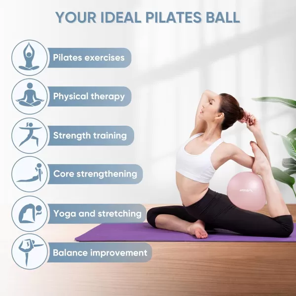 APEXUP Pilates Ball 9 Inch Small Exercise Ball Mini Core Ball Yoga Ball for Pilates Stability Workout Core Training Fitness Barre Physical Therapy BalancePink