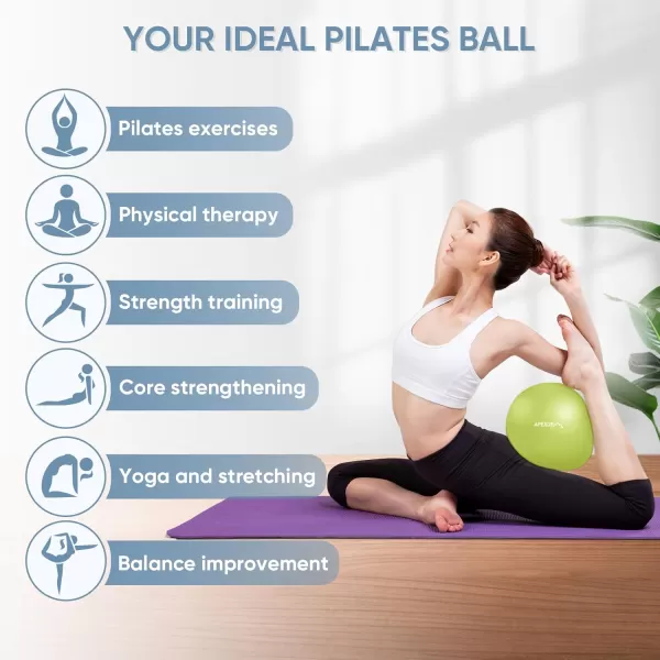 APEXUP Pilates Ball 9 Inch Small Exercise Ball Mini Core Ball Yoga Ball for Pilates Stability Workout Core Training Fitness Barre Physical Therapy BalanceGreen