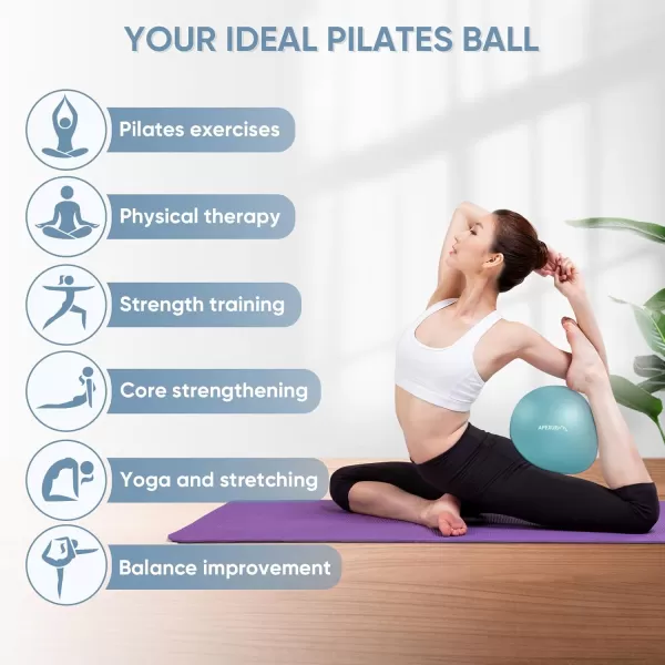 APEXUP Pilates Ball 9 Inch Small Exercise Ball Mini Core Ball Yoga Ball for Pilates Stability Workout Core Training Fitness Barre Physical Therapy BalanceLight Blue