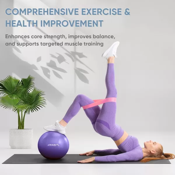 APEXUP Pilates Ball 9 Inch Small Exercise Ball Mini Core Ball Yoga Ball for Pilates Stability Workout Core Training Fitness Barre Physical Therapy BalancePurple