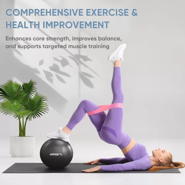 APEXUP Pilates Ball 9 Inch Small Exercise Ball Mini Core Ball Yoga Ball for Pilates Stability Workout Core Training Fitness Barre Physical Therapy BalanceBlack