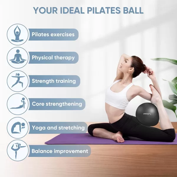 APEXUP Pilates Ball 9 Inch Small Exercise Ball Mini Core Ball Yoga Ball for Pilates Stability Workout Core Training Fitness Barre Physical Therapy BalanceBlack