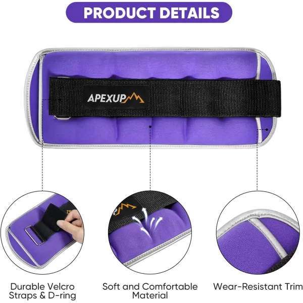 APEXUP Ankle Weights Sets for Men Women Kids Soft Breathable Leg Arm Wrist Weight for Training Yoga Workout WalkingPurple