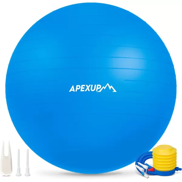 APEXUP Yoga Ball Exercise Ball Anti Slip Stability Ball Chair Heavy Duty Large Gym Ball for Fitness Balance Core Workout and Physical TherapyBlue