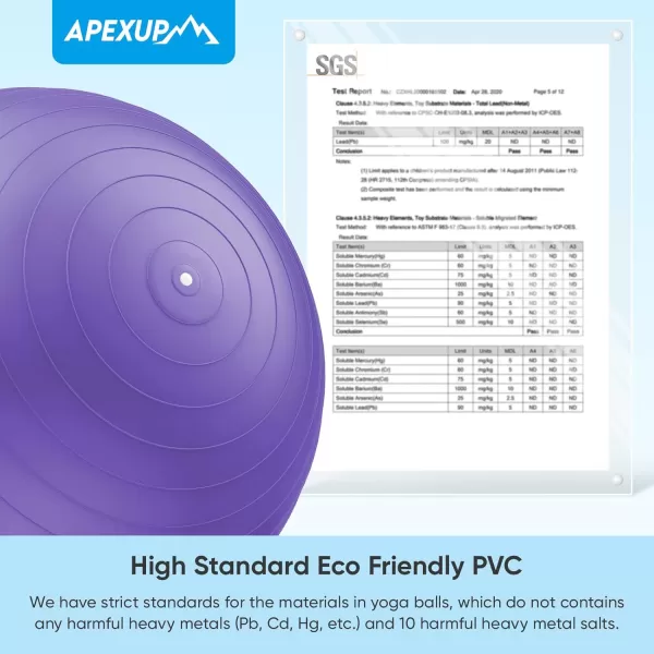 APEXUP Yoga Ball Exercise Ball Anti Slip Stability Ball Chair Heavy Duty Large Gym Ball for Fitness Balance Core Workout and Physical TherapyPurple