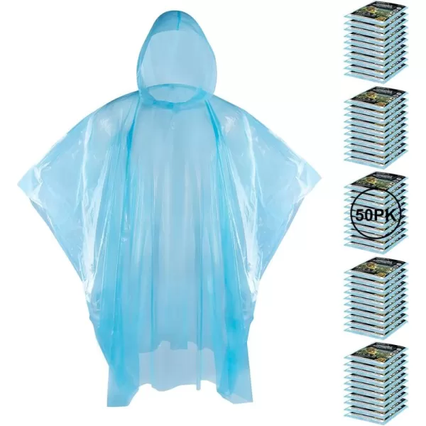 APEXUP Disposable Rain Ponchos for Adults Emergency Rain Poncho for Camping Hiking TravellingBlue 50 Pack