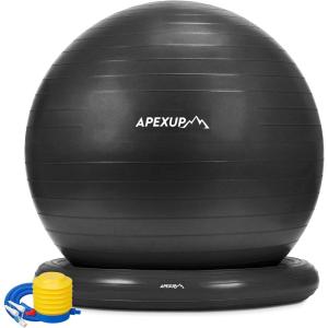 imageAPEXUP Yoga Ball Chair Exercise Ball Chair with Base for Office Anti Slip Stability Ball Fitness Ball Seat Home Gym Workout Ball Balance Ball with Pump Blue XLBlack
