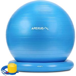 imageAPEXUP Yoga Ball Chair Exercise Ball Chair with Base for Office Anti Slip Stability Ball Fitness Ball Seat Home Gym Workout Ball Balance Ball with Pump Blue XLBlue