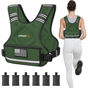 imageAPEXUP Adjustable Weighted Vest 410lb1218lb2032lb Vest with 6 Ironsand Weights and Large Pocket Weight Vest for Men Women Strength Training Running WalkingGreen