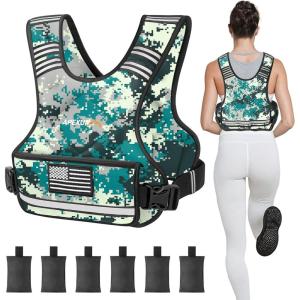 imageAPEXUP Adjustable Weighted Vest 410lb1218lb2032lb Vest with 6 Ironsand Weights and Large Pocket Weight Vest for Men Women Strength Training Running WalkingDigital Camo