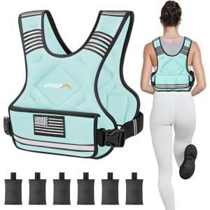 imageAPEXUP Adjustable Weighted Vest 410lb1218lb2032lb Vest with 6 Ironsand Weights and Large Pocket Weight Vest for Men Women Strength Training Running WalkingPastel Blue