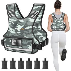 imageAPEXUP Adjustable Weighted Vest 410lb1218lb2032lb Vest with 6 Ironsand Weights and Large Pocket Weight Vest for Men Women Strength Training Running WalkingGrey Camo