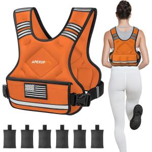 imageAPEXUP Adjustable Weighted Vest 410lb1218lb2032lb Vest with 6 Ironsand Weights and Large Pocket Weight Vest for Men Women Strength Training Running WalkingOrange