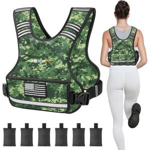 imageAPEXUP Adjustable Weighted Vest 410lb1218lb2032lb Vest with 6 Ironsand Weights and Large Pocket Weight Vest for Men Women Strength Training Running WalkingGreen Digi Camo
