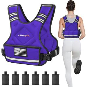 imageAPEXUP Adjustable Weighted Vest 410lb1218lb2032lb Vest with 6 Ironsand Weights and Large Pocket Weight Vest for Men Women Strength Training Running WalkingPurple