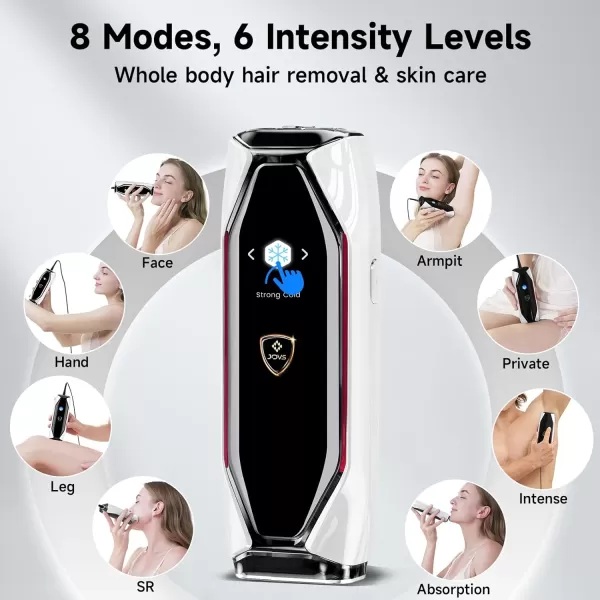 JOVS Laser Hair Removal 37F Painless Hair Removal Device with Sapphire IceCooling 3 in 1 Hair Removal ampamp Skin Rejuvenation for Women and Men 8 Modes Skin Care for Whole Body Touch Screen White