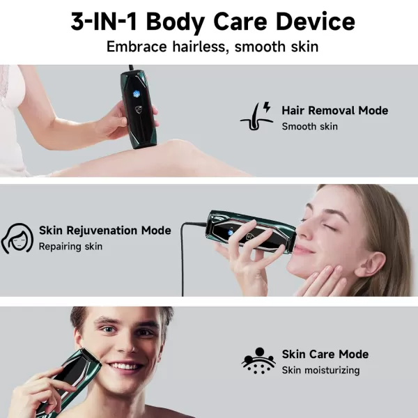 JOVS X IPL Hair Removal for Women and Men 3in1 Hair Removal Device with Cooling SystemTouch ScreenUnlimited Flashes Painless Hair Remover Permanent at Home for Face Leg Arm Armpit Bikini Line